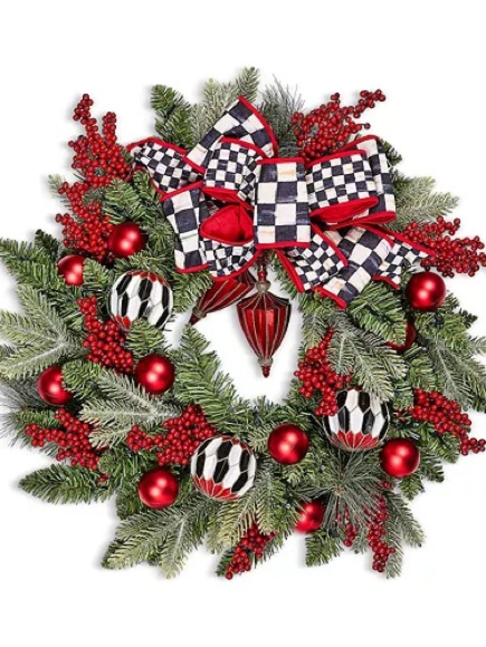 NWT MacKenzie Childs Merry Christmas Illuminated 24” Wreath